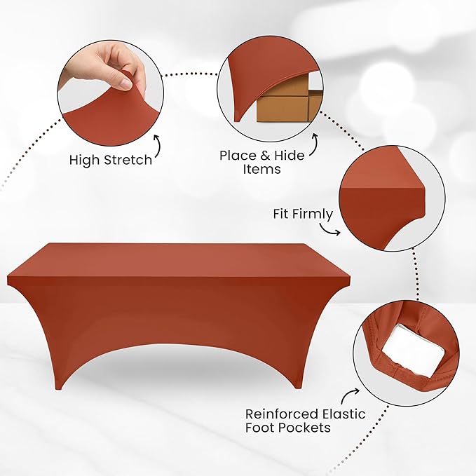Utopia Kitchen 6FT Spandex Tablecloth [1 Pack, Light Coffee] 200 GSM Stretch, Fitted, Washable and Wrinkle Resistant Table Cloth Rectangle Cover for Trade Shows, Wedding, Parties [72Lx30Wx30H Inch]