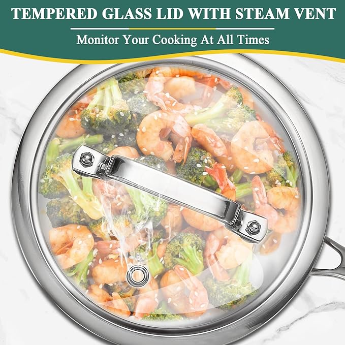 DELARLO Tri-Ply Stainless Steel 2.5 QT Saucepan with Lid, Heavy Duty Induction Pot, Fast Even Heat, Fuel Saving, Induction Cookware, Kitchen and Dining Steel Saucepan