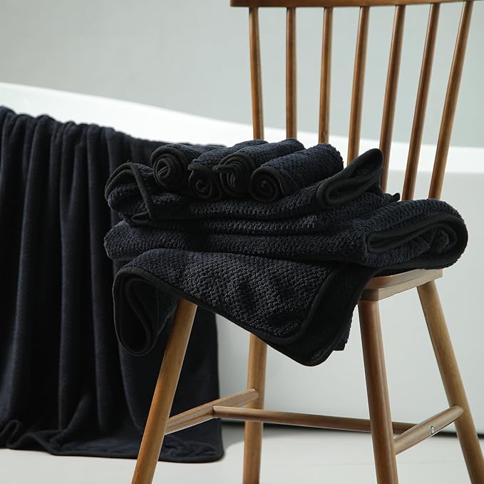 2 Piece Hand Towels Set Set 16x31 Inches,Soft Bath Sheet Towels Highly Absorbent Quick Dry Towels Set for Bathroom Hotel Spa Black