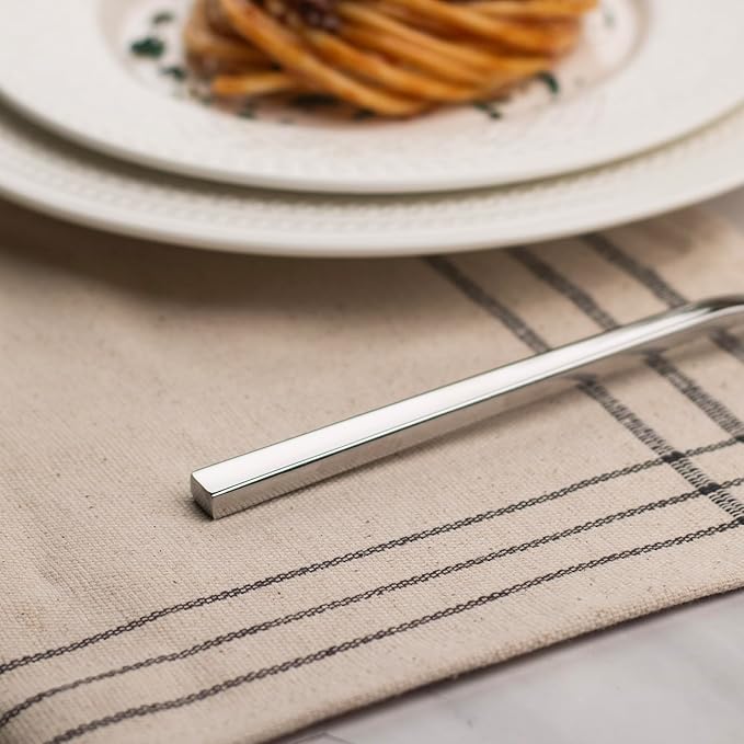 Alata Cube 12-Piece Forged Stainless Steel Dinner Forks, Mirror Finish, Dishwasher Safe