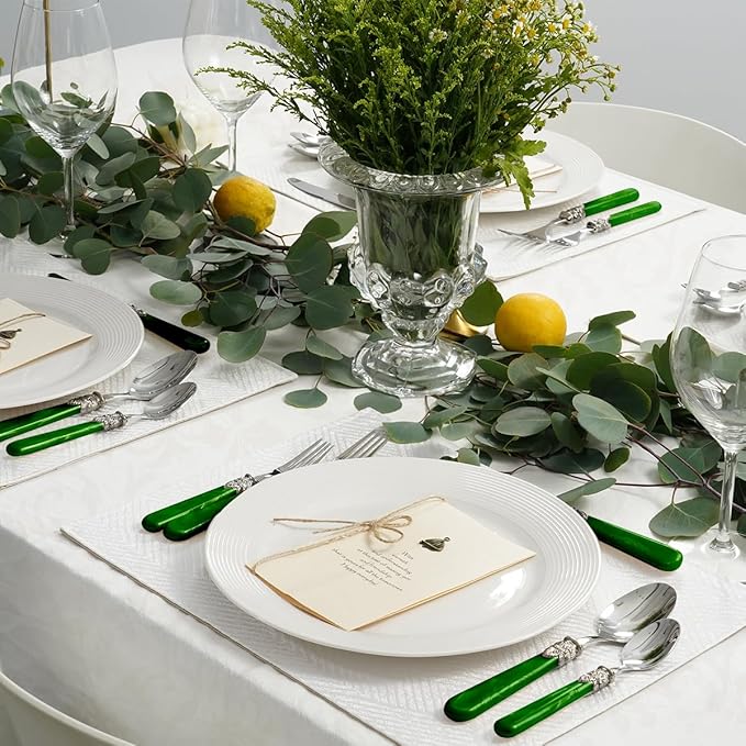 20 Pieces 18/10 Stainless Steel Elegant Silverware Set for 4,Vintage Flatware Set,Dishwasher Safe (20, Deep Green)