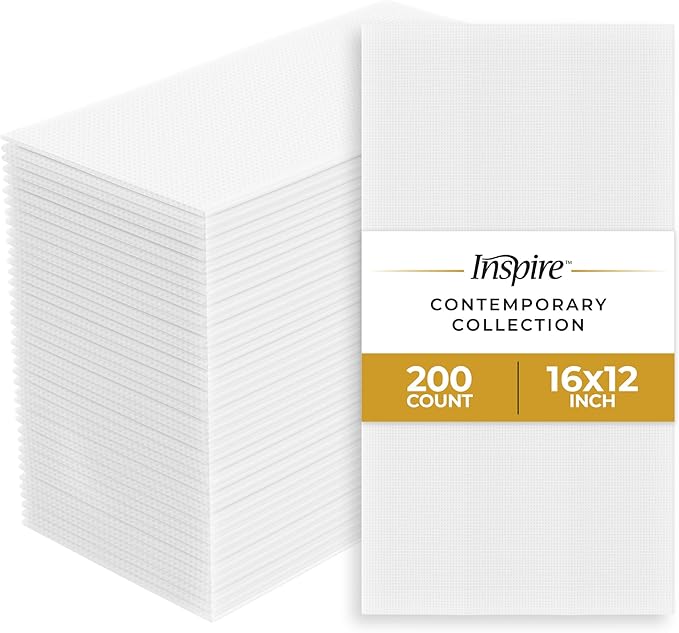 Dinner Napkins Elegant Guest Towels Disposable Bathroom With a Linen Feel for Fine Dining, Bathroom, and Washing Station, Bulk Value (200 Count) | by Inspire