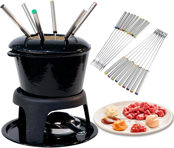 18 Pcs 9.5 Inch Stainless Steel Fondue Forks with Heat Resistant Handle Fondue Sticks for Cheese Pot Chocolate Roast Marshmallows Meat