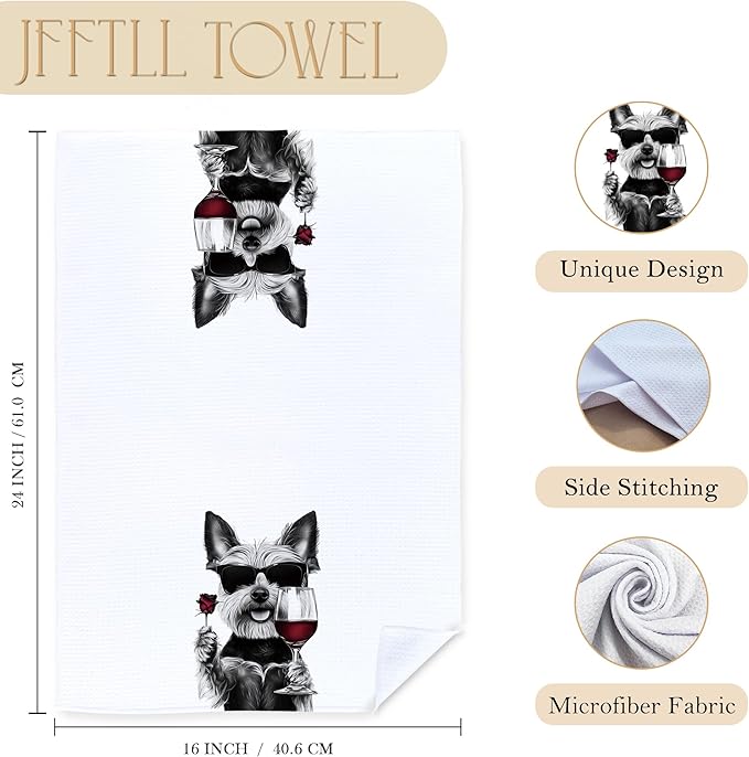 Funny Yorkshire Terrier Wine Kitchen Towels, Yorkshire Terrier Yorkie Gifts Dish Tea Towels for Kitchen Decor, Dog Lover Gift, Bar Towel for Bartender Kitchen, Wine Lover Gift, 16x24 Inch