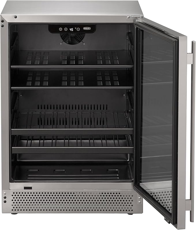 Marvel Northland Collection 24" Undercounter Beverage Center w/Glass Door, 2 Adjustable Shelves & 2 Full-Extension Wine Rack, Stores up to 18 Wine Bottles and 126 12-oz Cans, Indoor/Outdoor Rated