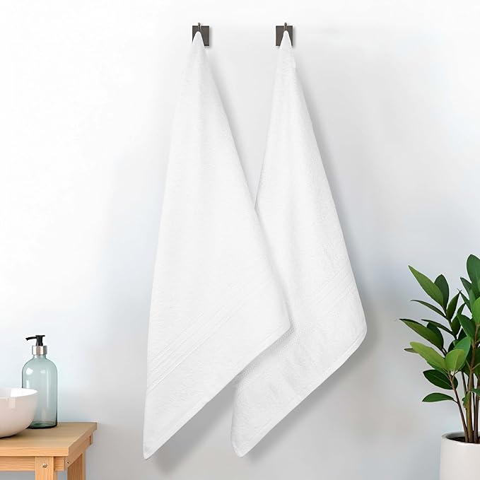 Superior Eco-Friendly Cotton 2-Piece Bath Sheet Set, Oversized Towels for Adults and Kids, Body Towels for Shower, Bath, Quick Dry, Resort, Bathroom Basics, Home, Apartment Essentials, White