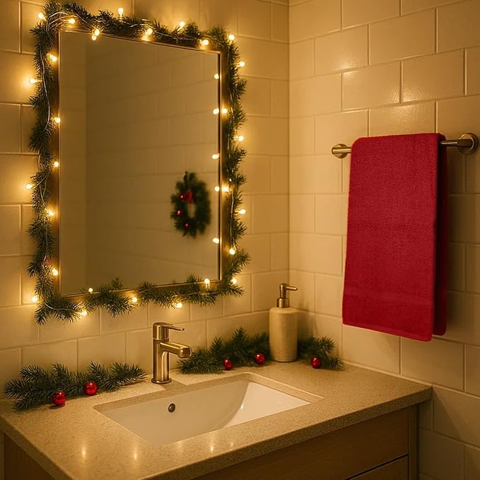 DAN RIVER Christmas Bath Towels Set of 4, 27 x 54 Inches for Your Loved Ones or a Festive Treat for Yourself. 100% Cotton, Larger & Lighter Weight, Ideal Black & Green Bath Towels.