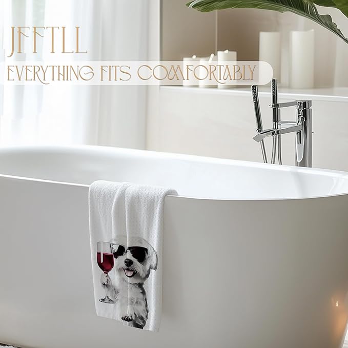 Funny Maltese Dog Kitchen Towels, Maltese Gifts Dish Tea Towels for Home Bar Kitchen, Dog Lovers Gifts, Wine Lover Gifts, Funny Hand Towels for Bathroom, 16x24 Inch