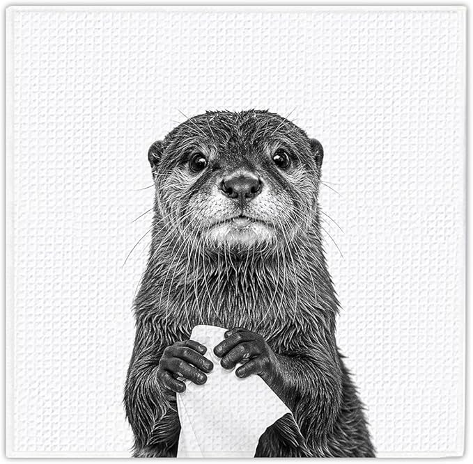 13x13 Cute Otter Kitchen Towels 1 PCS, Funny Otter Gifts for Women, Otter Decor Hand Towels for Bathroom, Cute Animal, Women, Pet Owners Housewarming-02