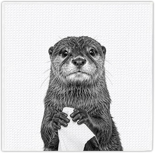 13x13 Cute Otter Kitchen Towels 1 PCS, Funny Otter Gifts for Women, Otter Decor Hand Towels for Bathroom, Cute Animal, Women, Pet Owners Housewarming-02