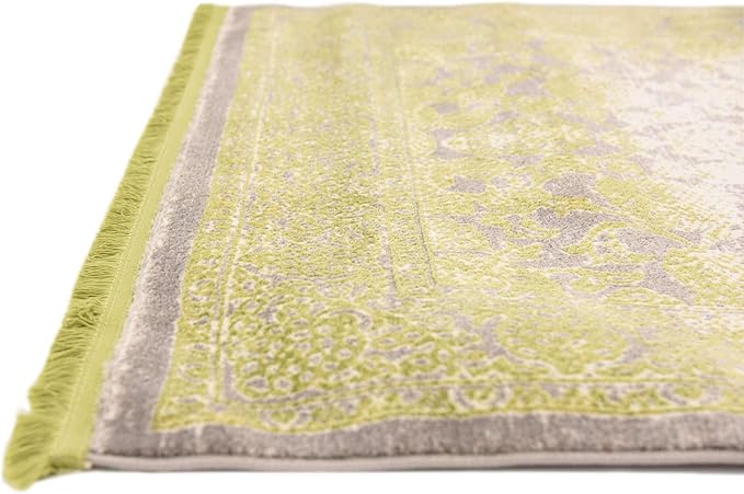 Modern Carved Vintage 3 feet by 5 feet (3' x 5') Arcadia Light Green Contemporary Area Rug