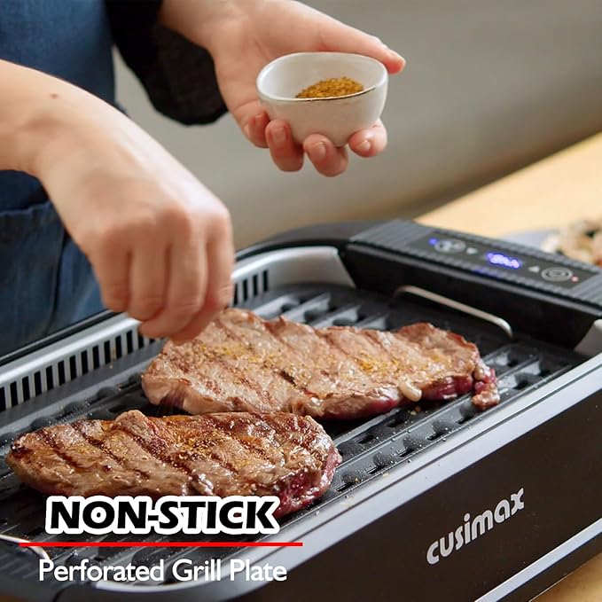 Cusimax Non-stick Perforated Grill Pan, Stove Top Grill Plate, Cast Aluminum Grill Plate for Electric Indoor Grills/Outdoor BBQ, Dishwasher Safe (14.96" x 8.66)