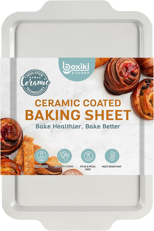 Nonstick Ceramic Jelly Roll Pan, 15 x 10 Inches - PTFE & PFOA Free Baking Pan Perfect for Every Kitchen - Multipurpose Cookie Sheet for Baking, Roasting, and More