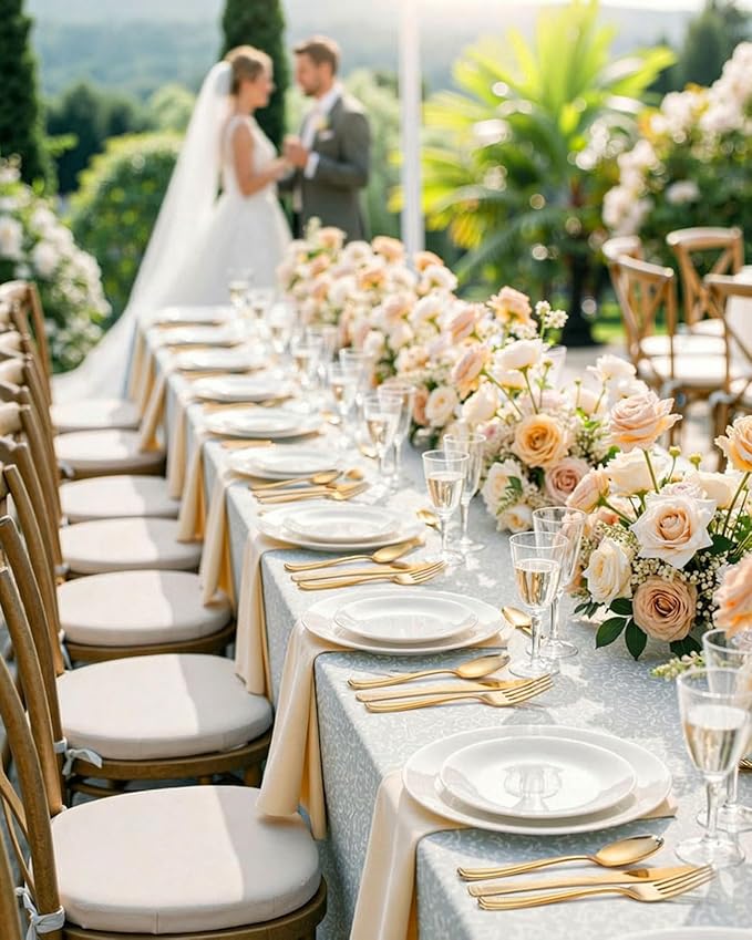 bUCLA 600 Pieces Gold Plastic Silverware - Disposable Gold Utensils - Heavyweight Plastic Cutlery set- 200 Forks, 200 Spoons, 200 Knives for Party & Thanksgiving