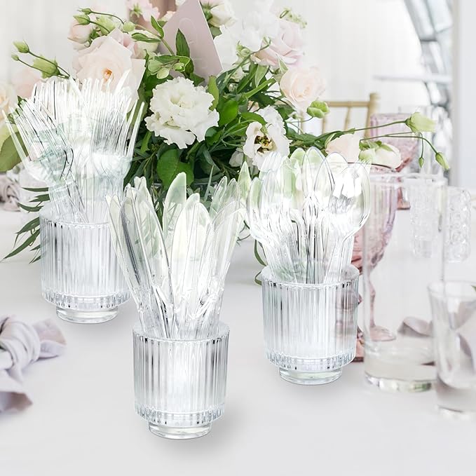 SACATR 360 Count Plastic Forks Heavy Duty, Plastic Silverware Clear Forks, Premium Disposable Forks Bulk, BPA-Free, Heat Resistant, Suitable for Parties, Events and Everyday Use