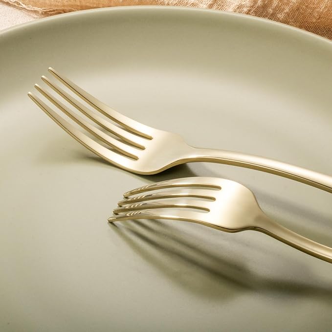 Alata Alice Champagne Gold Mirror 45-Piece Silverware Set Stainless Steel Flatware Set,Service for 8,Mirror Polished Cutlery Set,Dishwasher Safe