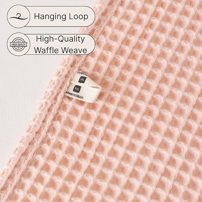 Premium Waffle Hand Towels Pack of 4 Extra Large 20x35 inch - 100% Turkish Cotton, Waffle Weave, Quick Dry, Lint Free, Super Absorbent Hand Bath Towel (Light Pink, Set of 4 Hand Towels)