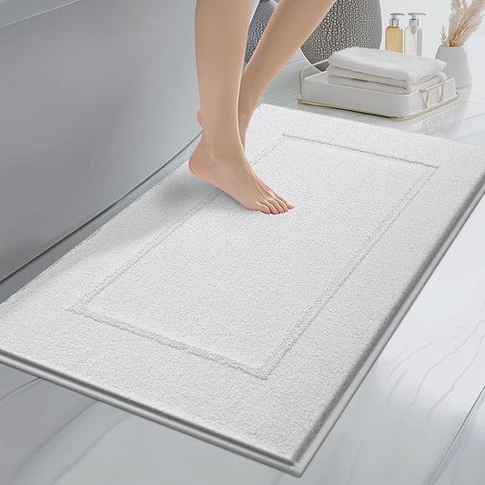Bathroom Rugs 24" x 36", Non-Slip Extra Soft Absorbent Bath Rugs, Machine Washable Quick Dry Bath Mats for Bathroom Floor, Shower, Bathtub and Sink, White