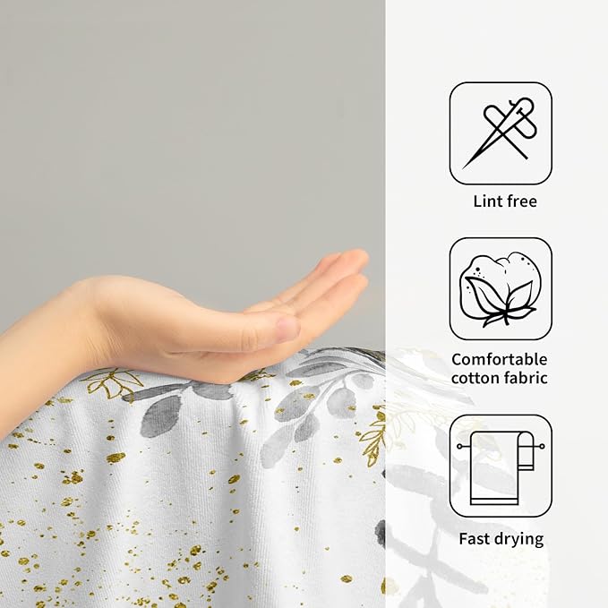 Imiss Grey Eucalyptus Sage Leaves Hand Towels Set of 2,Watercolor Plant Leaves Face Towel Guest Washcloth 14.4 x 28.3 Inch Nature Seasonal Decor Towel for Gym,Spa,Hotel