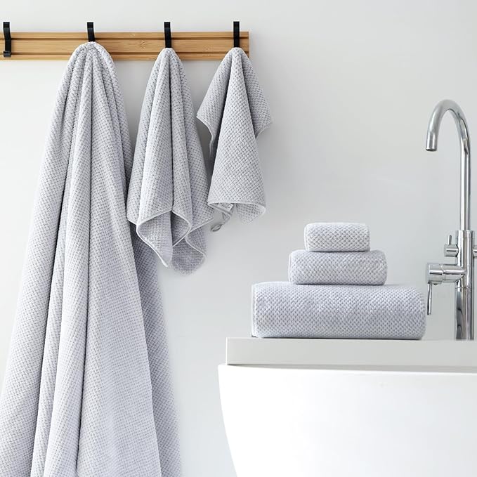 40x80 Inches Bath Sheets Towels for Adults Oversized Bath Towels Extra Large Luxury Super Soft Absorbent Quick Dry Microfiber (Gray,6PCS)
