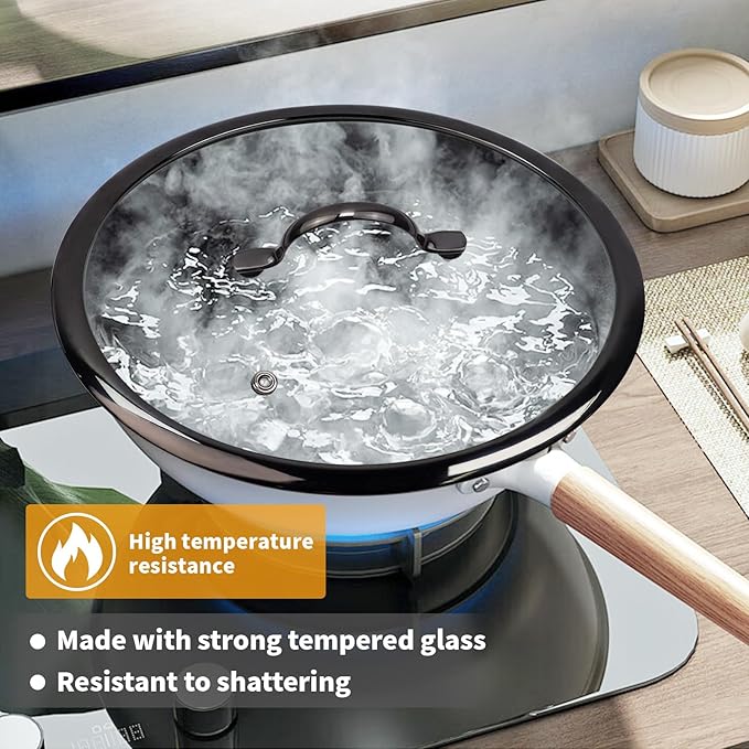 11.5" Tempered Glass Pan Lid with Steam Vent, Thickened to 4mm and Dishwasher Safe and Oven up to 480℉, Universal Lid Fit for Cast Iron Skillets, Frying Saute Pan, Cooking Pot