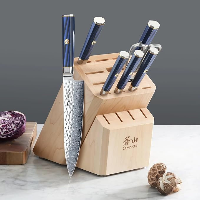 Cangshan Empty Knife Block, 16-Slot Organizer, Flat Top (Maple Wood)