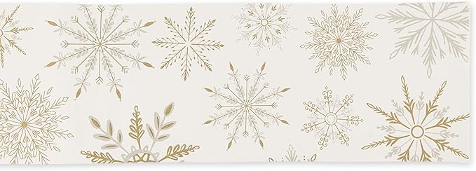 DII Holiday Dining Table Linen Sparkle Metallic Kitchen Décor, Table Runner, 14x72, Snowflakes Print