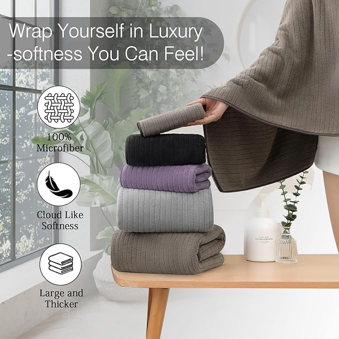 18 Piece Family Bath Towel Set Include 6 Bath Towels,6 Hand Towels and 6 Washcloths Soft Bathroom Towel with Hanging Loops,Highly Absorbent Quick Dry Towels Set for Bathroom,Hotel and Spa-Brown