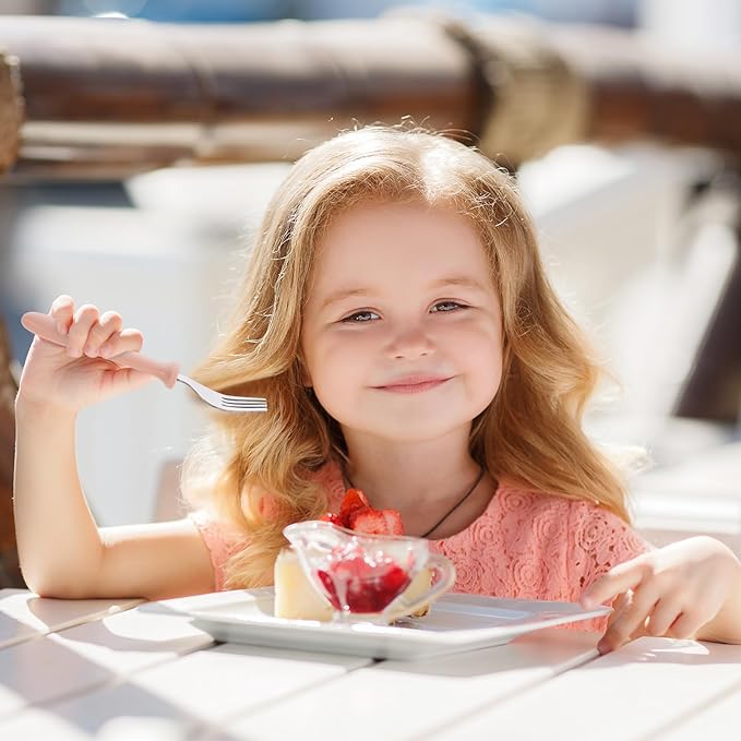 Pimoys 6-Pack Stainless Steel Toddler Forks Baby & Kids Utensils for Self-Feeding Plastic Handle Dishwasher Safe