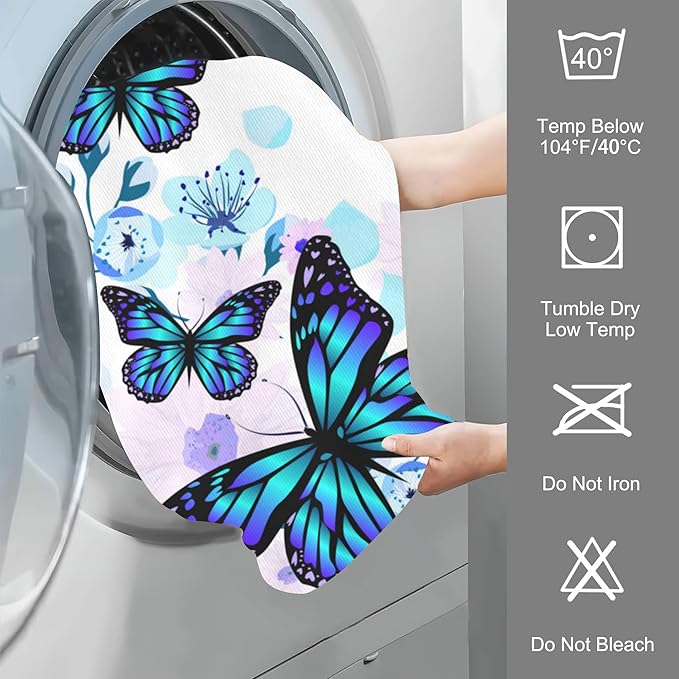 Flowers and Butterfly Hand Towel for Bathroom Set of 2 Hand Bath Towels Soft Absorbent Decorative Towels for Bathroom Kitchen Yoga Home Decor 14 x 28 in
