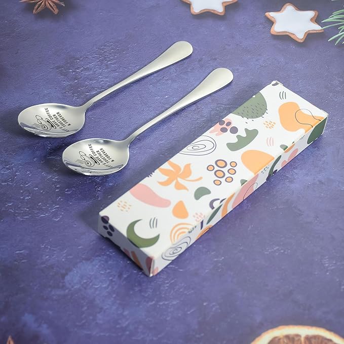 Couple Gifts Friends Gifts—Let's Have Coffee Together & Forever Engraved Spoon Personalized Gift for Valentine's Day gift,Birthday Gift,Thanksgiving Day Gift,Christmas Gift(2PCS)