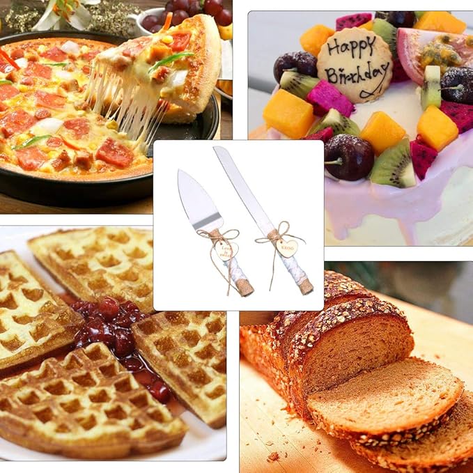 Rustic Love Sign Wedding Cake Knife and Server Set,Pizza Pie Cake Knife Serveing,Rustic Wedding Cake Knife Set for Partys Weddings Birthdays Anniversaries (love and XO)