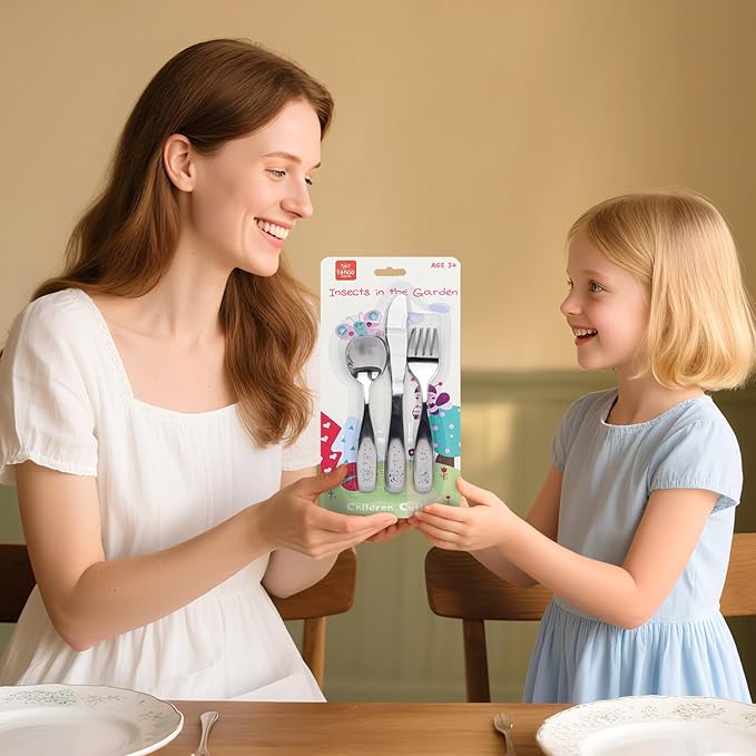 Lehoo Castle Kids Silverware, 6Pcs Toddler Utensils, Kids Utensils Includes Forks and Spoons, Knives, Toddler Silverware Stainless Steel (Insect)