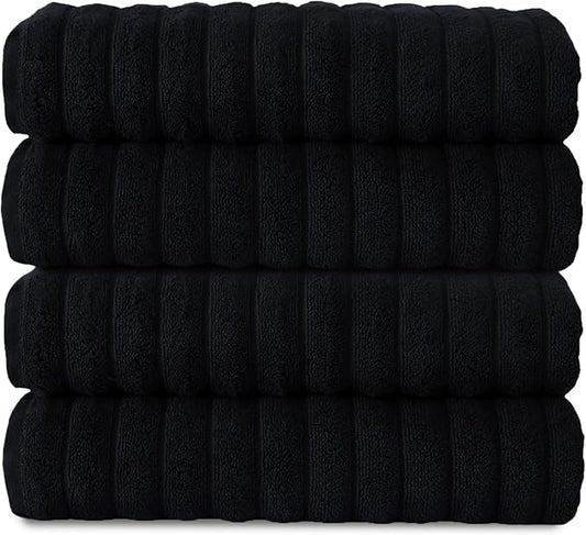 Classic Turkish Towels CTT Premium 4 Pack Bath Towels Set, Made with 100% Turkish Cotton, Spa & Hotel, Quick Drying Towels, Absorbent & Comfy | 27"x54" (Black)