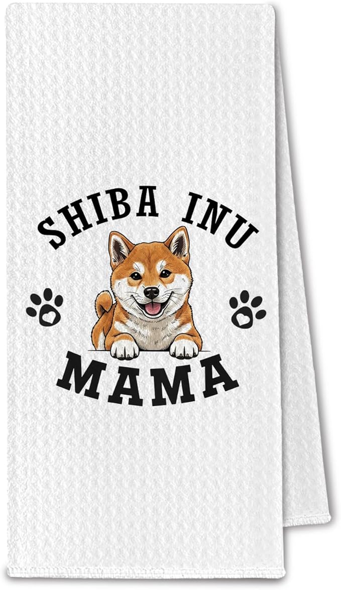 Shiba Inu Kitchen Towels, Dog Mama Shiba Inu Gifts for Women & Dogs Moms, Dog Lover Gifts Decorative Hand Towels for Bathroom, 16x24 Inch