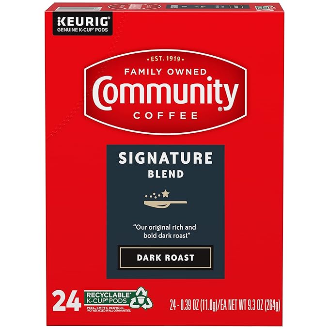 Community Coffee Signature Blend 96 Count Coffee Pods, Dark Roast, Compatible with Keurig 2.0 K-cup Brewers, 24 Count (Pack of 4)