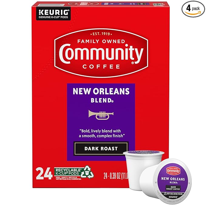 Community Coffee New Orleans Blend 24 Count Coffee Pods, Special Dark Roast, Compatible with Keurig 2.0 K-Cup Brewers, 24 Count (Pack of 1)