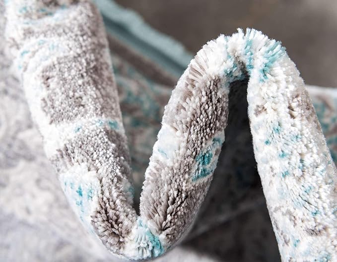 Unique Loom Traditional Classic Intricate Design with Distressed Vintage Detail, Area Rug, 6' 0" x 6' 0", Blue/Gray