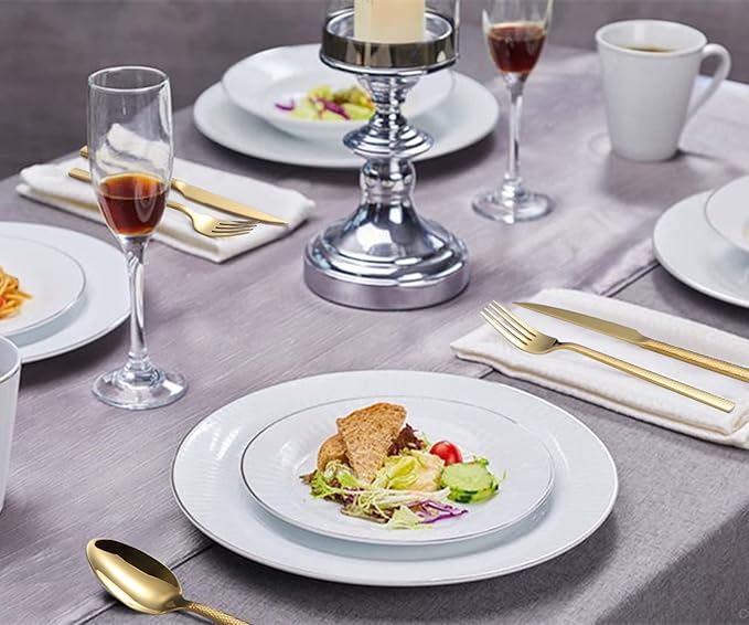 Silverware Set of 20 Stainless Steel Gold Flatware Set for 4 Kitchen Cutlery Sets Includes Forks Spoons Knives for Home Restaurant Hotel