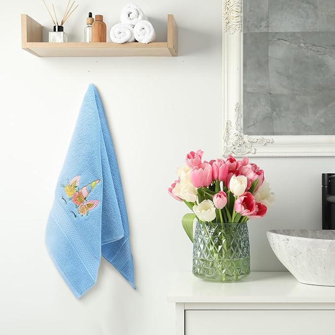 3 Pcs Unicorn Hand Towels for Bathroom 15.7 x 27.5 Inch Cotton Rainbow Decorative Towels Colorful Dish Kitchen Supplies Set for Drying Cleaning Cooking Gift