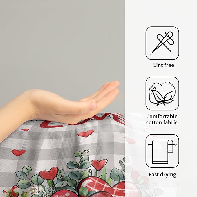 Imiss Buffalo Plaid Love Hand Towels Set of 2，Love Heart Leaves Basket Fingertip Guest Towel Holiday Farmhouse Decor Gift for Home Spa Bathroom Hotel