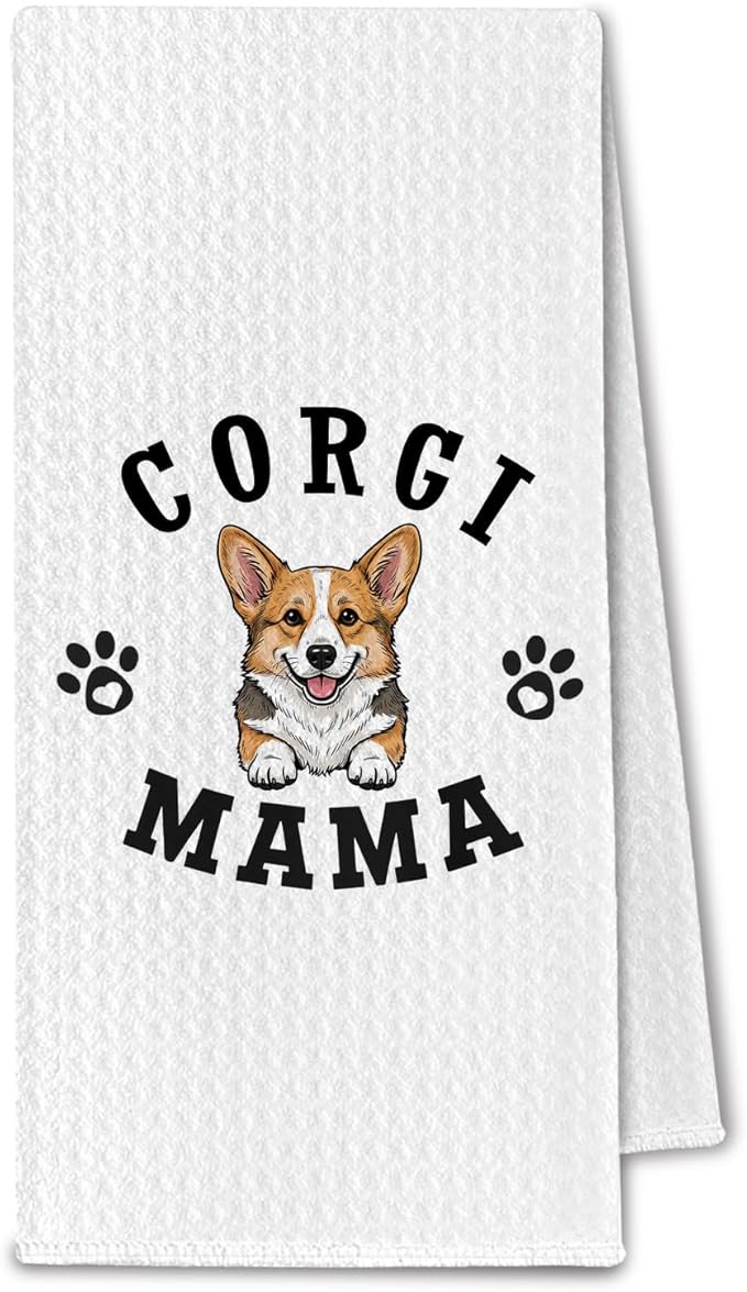 Corgi Kitchen Towels, Dog Mama Corgi Gifts for Women & Dogs Moms, Dog Lover Gifts Decorative Hand Towels for Bathroom, 16x24 Inch