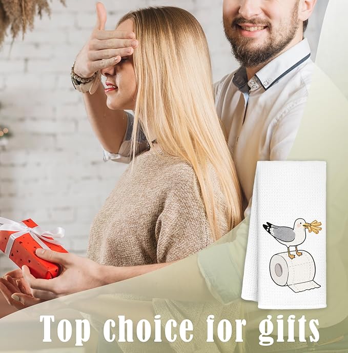 Seagull Hand Towels - Seagulls Gifts for Bird Lovers, Seagull Bird Decor, Coastal Nautical Beach Sea Gull Decorative Hand Dish Tea Towels for Kitchen Bathroom, 16x24 Inch