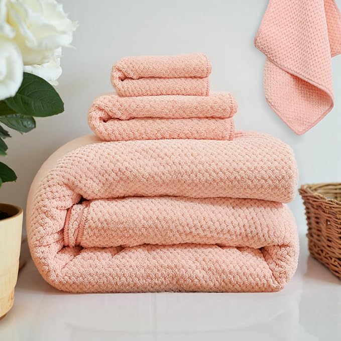 Soft Coral Fleece Bath Towel for Sensitive Skin - Extra Size for Full Coverage, Quick-Dry and Durable