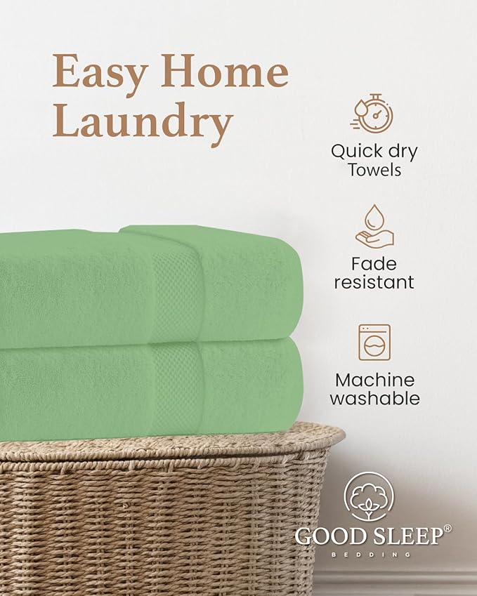 100% Cotton Bath Towels, Pack of 4 Towels for Bathroom, Luxury 700 GSM Bath Towel, Highly Absorbent Bathroom Towel Set, 30 x 60 Inches Large Bath Towels, Super Soft & Quick Dry Towel Set, Sage