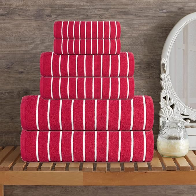 CASA COPENHAGEN Ecstatic 6 Pieces Towel Set- Pink, 600 GSM 2 Bath Towel 2 Hand Towel 2 Washcloth, Designed in Denmark Made of Soft Egyptian Cotton for Bathroom, Kitchen & Shower