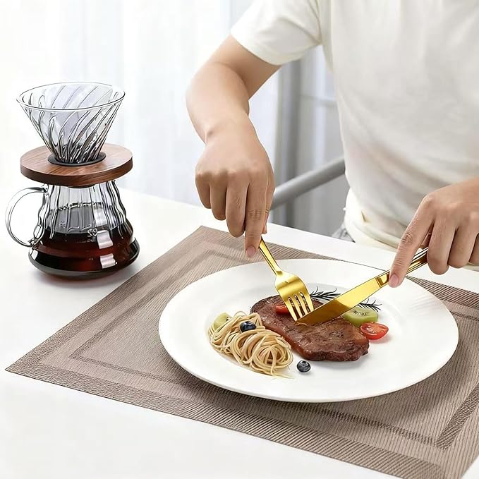 Gold 30 Piece Silverware Set,Stainless Steel Flatware Set for 6,18/0 Rust-Proof Cutlery Set with Forks & Spoons,Mirror Polished Dishwasher Safe - Heavy Duty Tableware for Home & Dining