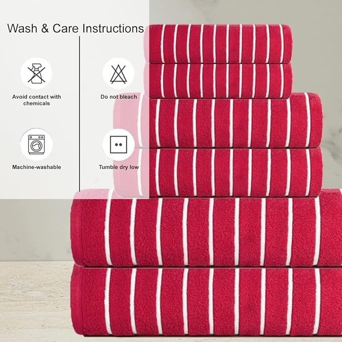 CASA COPENHAGEN Ecstatic 6 Pieces Towel Set- Pink, 600 GSM 2 Bath Towel 2 Hand Towel 2 Washcloth, Designed in Denmark Made of Soft Egyptian Cotton for Bathroom, Kitchen & Shower