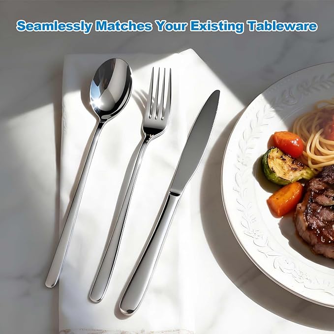 Dinner Forks, Premium 18/10 Stainless Steel Silverware Forks, 6-Piece Set - Classic & Modern Design Flatware Forks, Dishwasher Safe for Home & Restaurant Use