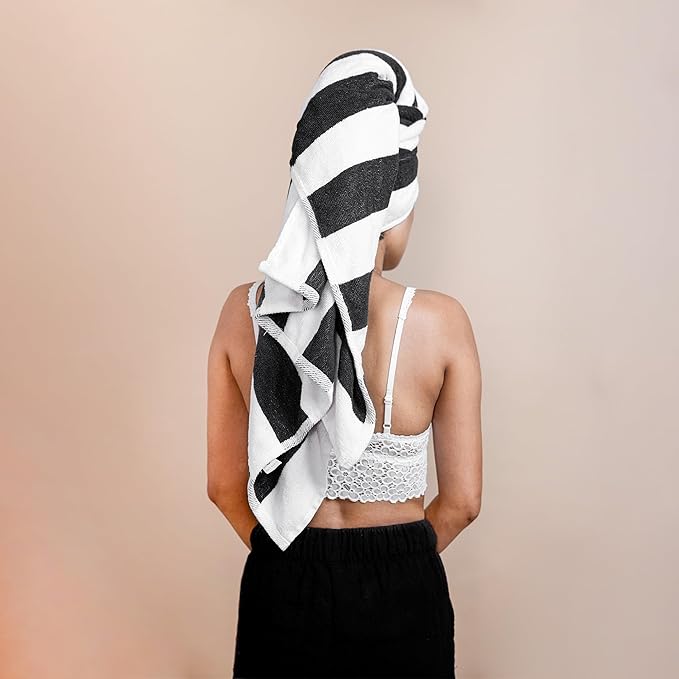 Salt Earth Cotton Striped Beach Cabana Towel, 4 Pack - 30"x60" Quick Dry Towels, Pool Essentials, Travel, Gym & Bathroom Towels, Oversized Beach Vacation Essentials (Multicolour)